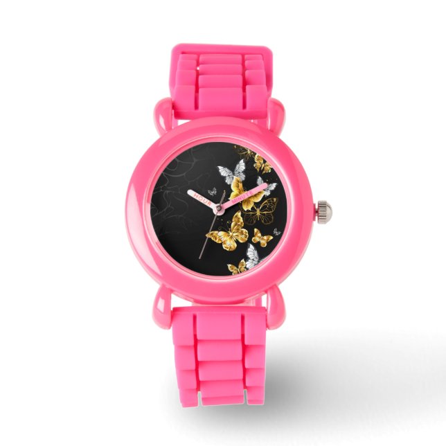 Gold and white butterflies watch (Front)
