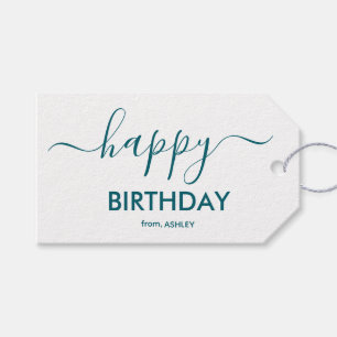 Gold and White Casual Script Type Happy Birthday Gift Tags