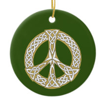 Gold and White Celtic Peace Sign  Personalised