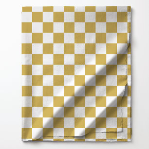 Gold and White Chequered Pattern Fabric