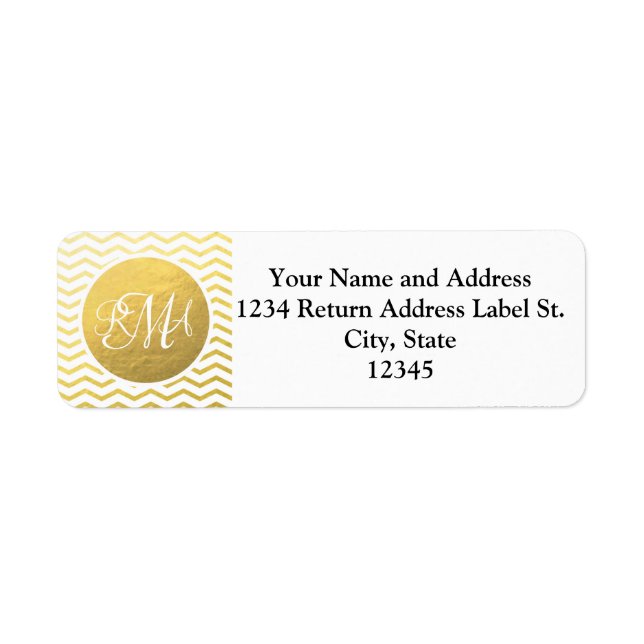 Gold and White Chevron Monogrammed Personalised (Front)