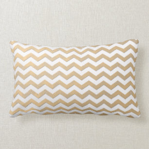 Gold and White Chevron Pattern Lumbar Cushion