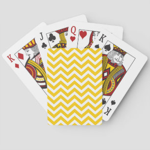 Gold and White Chevron Pattern Playing Cards