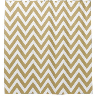 Gold and White Chevron Shower Curtain