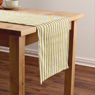 Gold and White Chic Stripes Long Table Runner