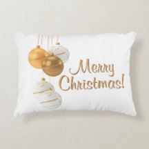 Gold and White Christmas Balls Custom Text