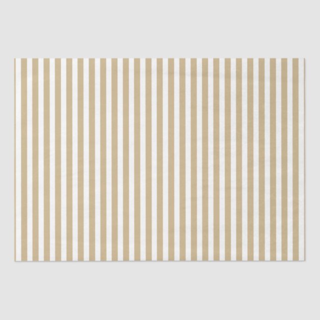 Gold and White Christmas Candy Cane Stripes Tissue Paper (Front)