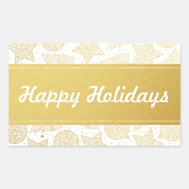 Gold and White Christmas Holiday Stickers (Front)