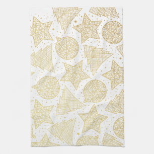 Gold and White Christmas Kitchen Towels