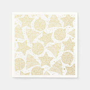 Gold and White Christmas Pattern Paper Napkin Set
