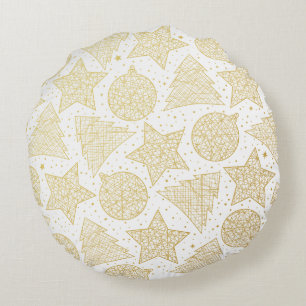 Gold and White Christmas Round Pillows