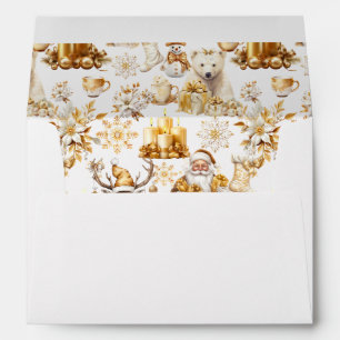 Gold and White Christmas Symbols Envelope