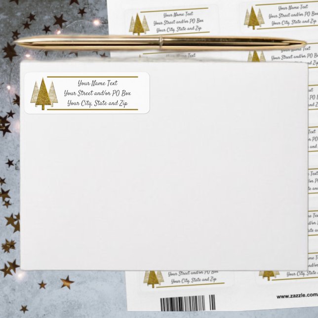 Gold and White Christmas Trees Label (Creator Uploaded)
