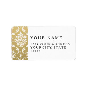 Gold and White Classic Damask Label