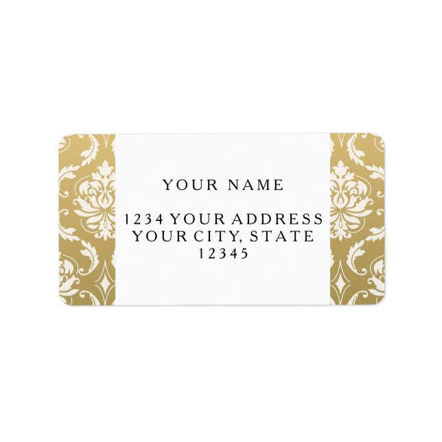 Gold and White Classic Damask Label (Front)