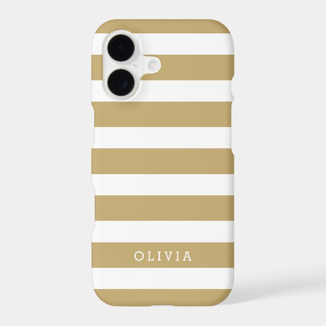 Gold and White Classic Stripes Monogram (Back)