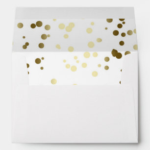 Gold and White Confetti Dots Elegant Wedding Envelopes