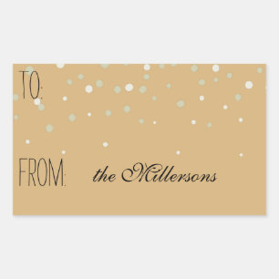 Gold and White Confetti Gift Tag