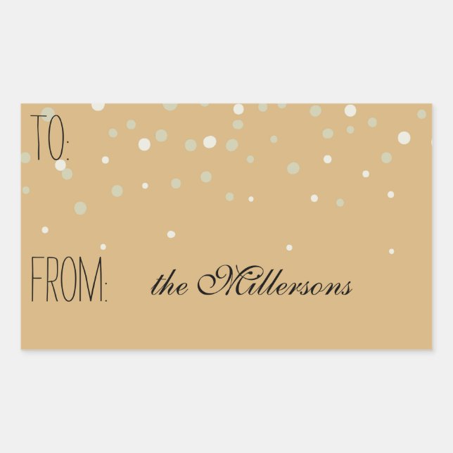 Gold and White Confetti Gift Tag (Front)