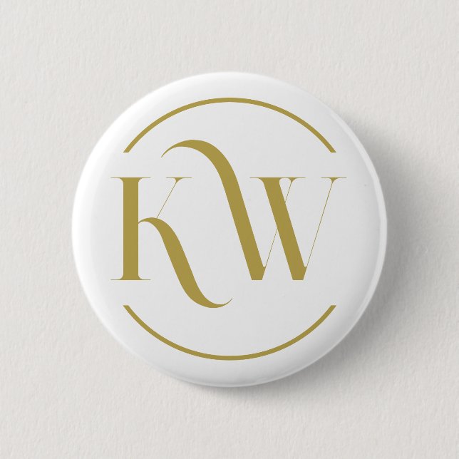 Gold and White Custom Initials Button (Front)