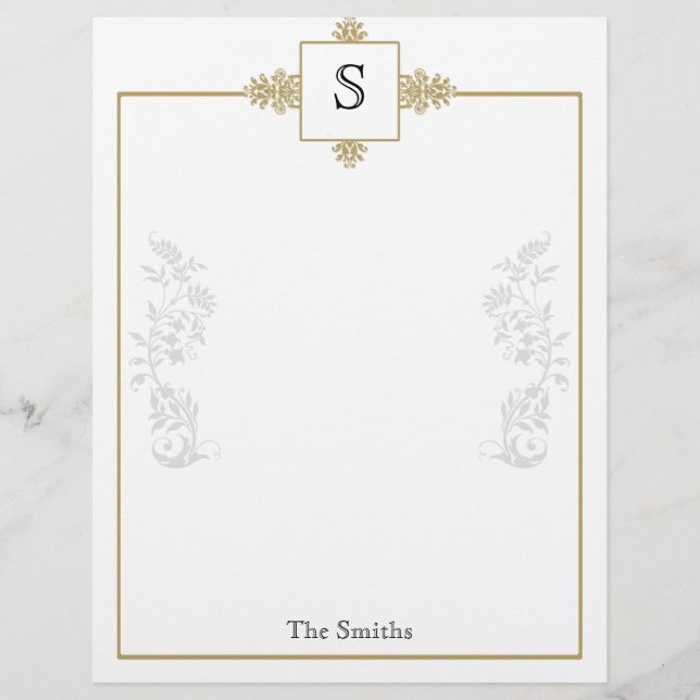 Gold and White Damask Letterhead (Front)