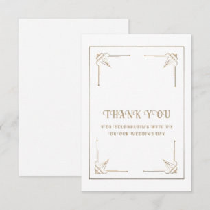 Gold and White Decor Minimalist Wedding Thank You Card