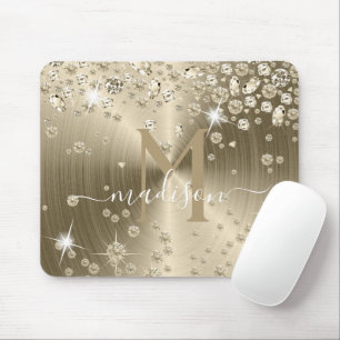 Gold and White Diamonds - Personalised Mouse Pad