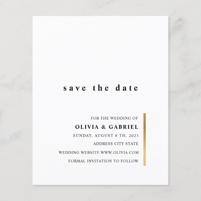 Gold and white. Elegant simple typography wedding  (Front)