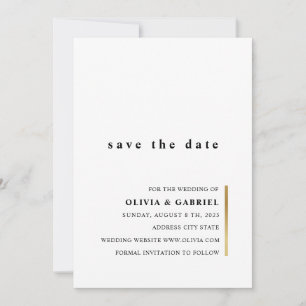 Gold and white. Elegant simple typography wedding Save The Date