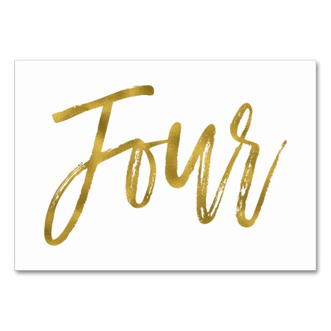 Gold and White Elegant Table Number Four (Front)