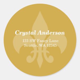 Gold and White Fleur-De-Lis Custom Address Label