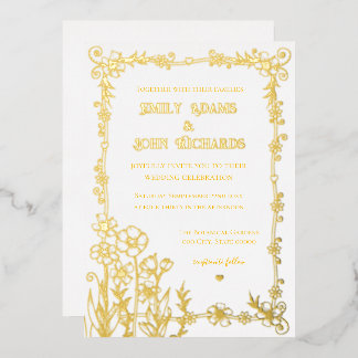 Gold and White Floral Hand Drawn Wedding
