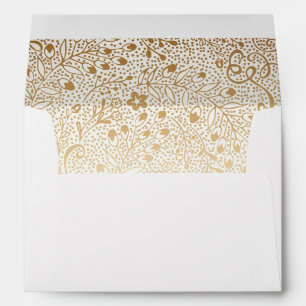 Gold and White Foliage Elegant Wedding Envelope