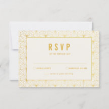Gold and White Geometric Art Deco RSVP card