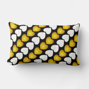 Gold and White Hearts 1 Lumbar Cushion