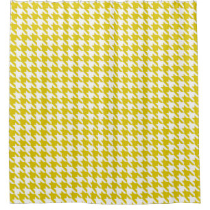 Gold and White Houndstooth Pattern Shower Curtain