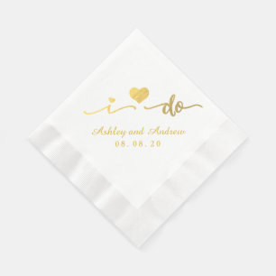 Gold and White I Do Wedding Paper Napkin