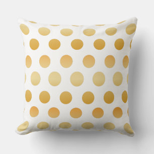 Gold and White Large Polka Dots Pattern Cushion