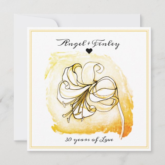 Gold and White Lily 30th Wedding Anniversary (Front)