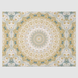 Gold and White Mandala Pattern with Teal Accents Tissue Paper