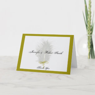 Gold and White Marabou Feather Wedding Thank You Card