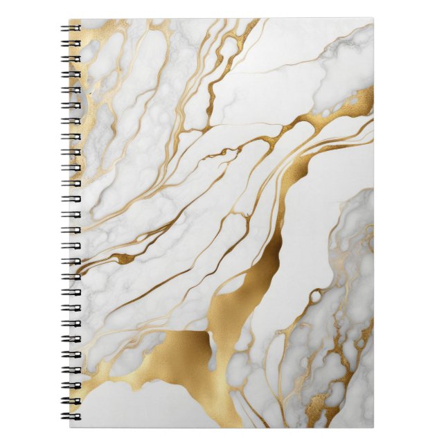 Gold and White Marble Abstract Notebook (Front)