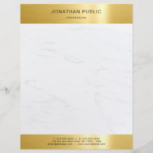 Gold And White Marble Elegant Modern Template Custom Letterhead