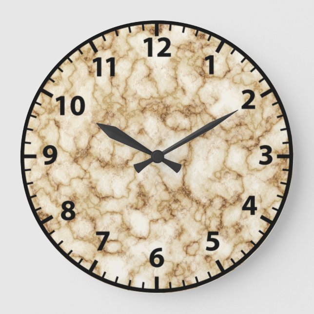 Gold and White Marble Granite Modern Wall Clock (Front)