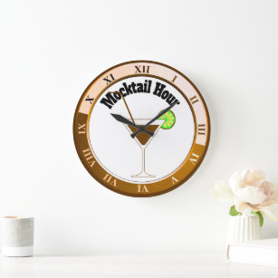 Gold and White Mocktail Hour Bar Clock