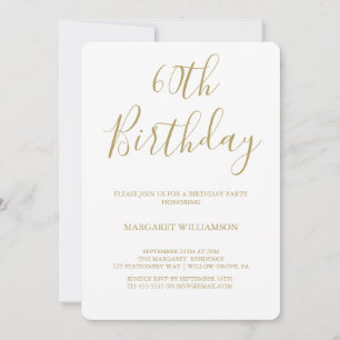 Gold and White Modern Elegance Photo 60th Birthday Invitation