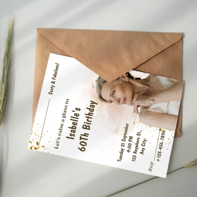 Gold And White Modern Elegant 70th Birthday  Invitation (Creator Uploaded)
