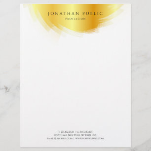 Gold And White Modern Simple Template Elegant Custom Letterhead