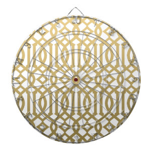 Gold and White Modern Trellis Pattern Dartboard