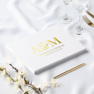 GOLD AND WHITE MONOGRAM MINIMALIST WEDDING  GUEST BOOK